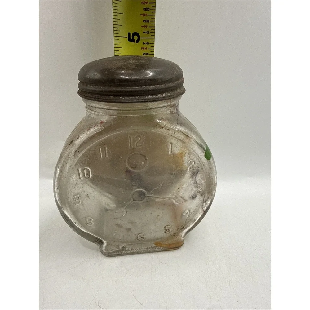 VTG 1930s Nash Underwood's Mustard Clock Faced Patent Application Glass Jar HTF